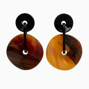 NWT Michael Nash Greta Double Disc Tortoise Resin Drop Earrings